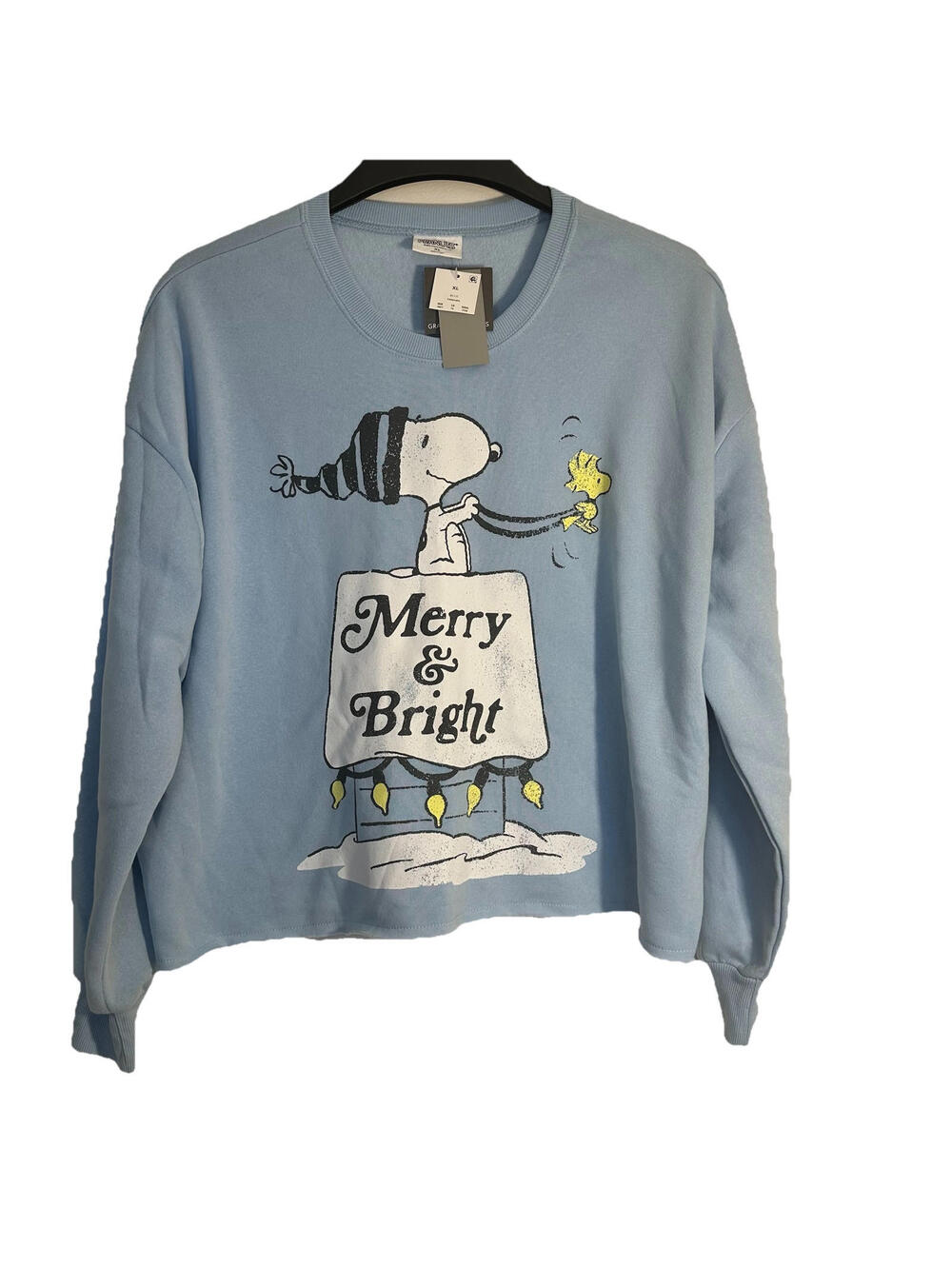 new GRAYSON THREADS PEANUTS SNOOPY woodstock MERRY&BRIGHT SWEATER sz XL or XXL